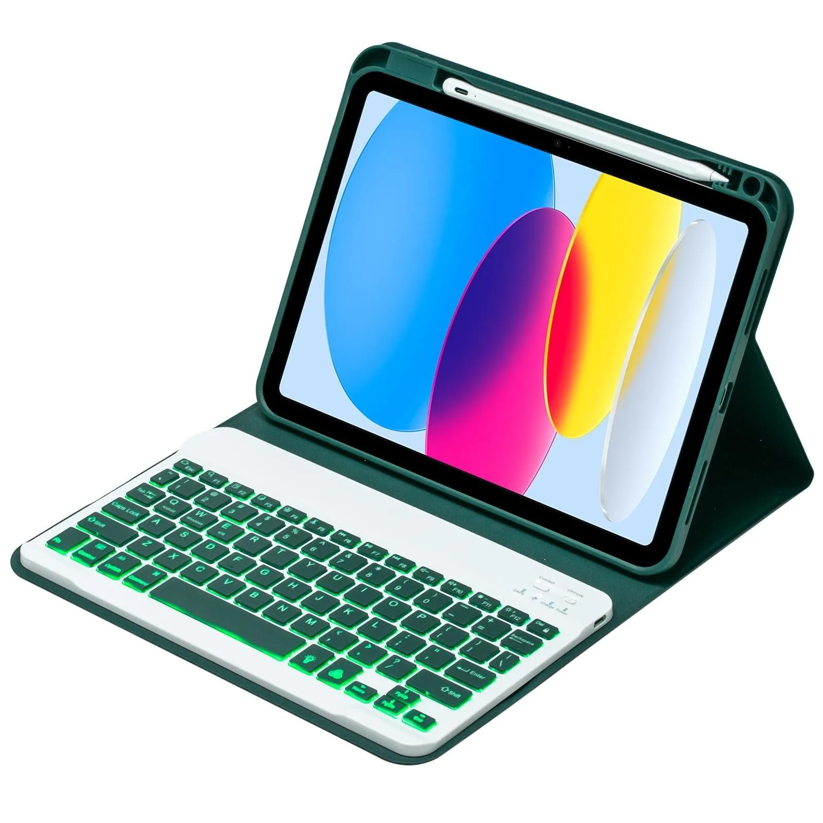 10.9 Ipad 10Th Gen 2022 Backlit Keyboard Case With Pen Slot - Bluetooth Leather