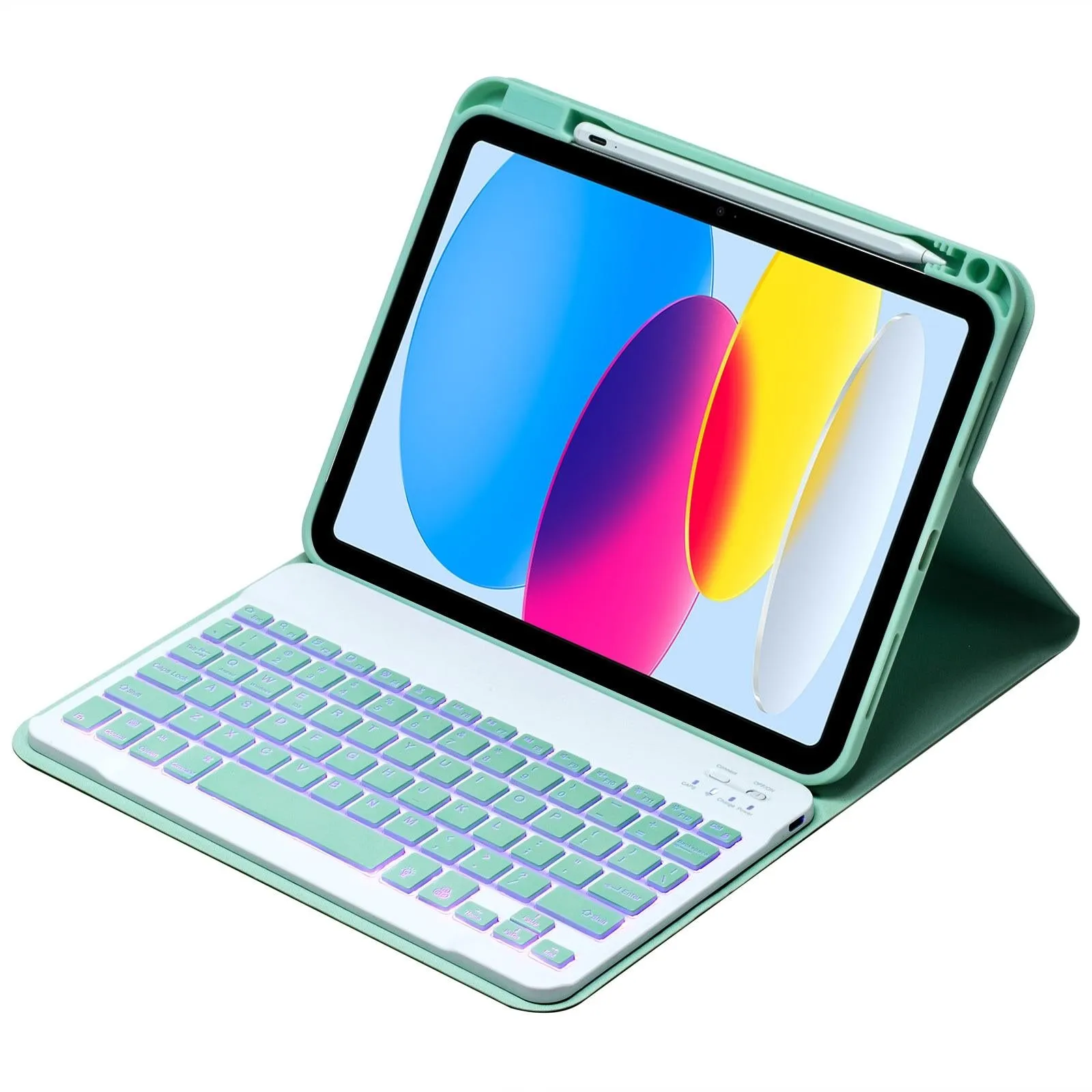 10.9 Ipad 10Th Gen 2022 Backlit Keyboard Case With Pen Slot - Bluetooth Leather
