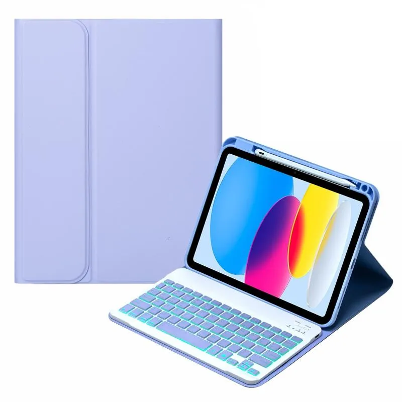 10.9 Ipad 10Th Gen 2022 Backlit Keyboard Case With Pen Slot - Bluetooth Leather