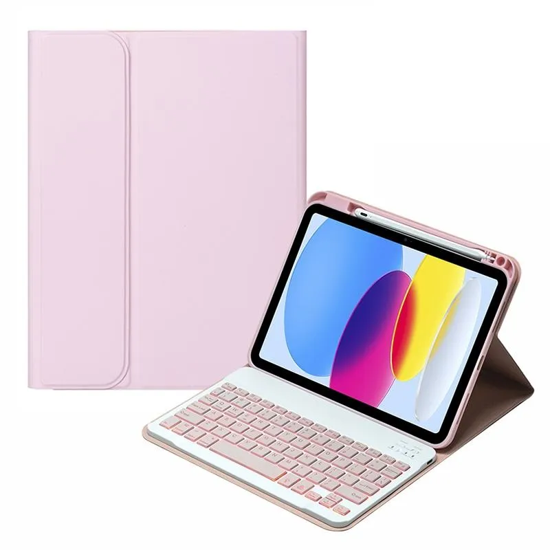 10.9 Ipad 10Th Gen 2022 Backlit Keyboard Case With Pen Slot - Bluetooth Leather