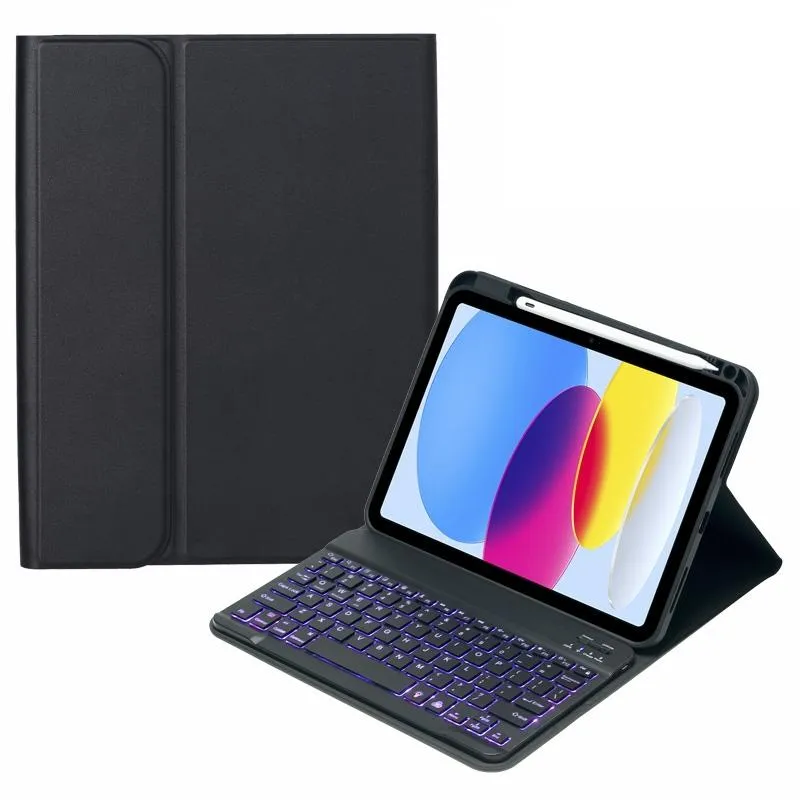 10.9 Ipad 10Th Gen 2022 Backlit Keyboard Case With Pen Slot - Bluetooth Leather