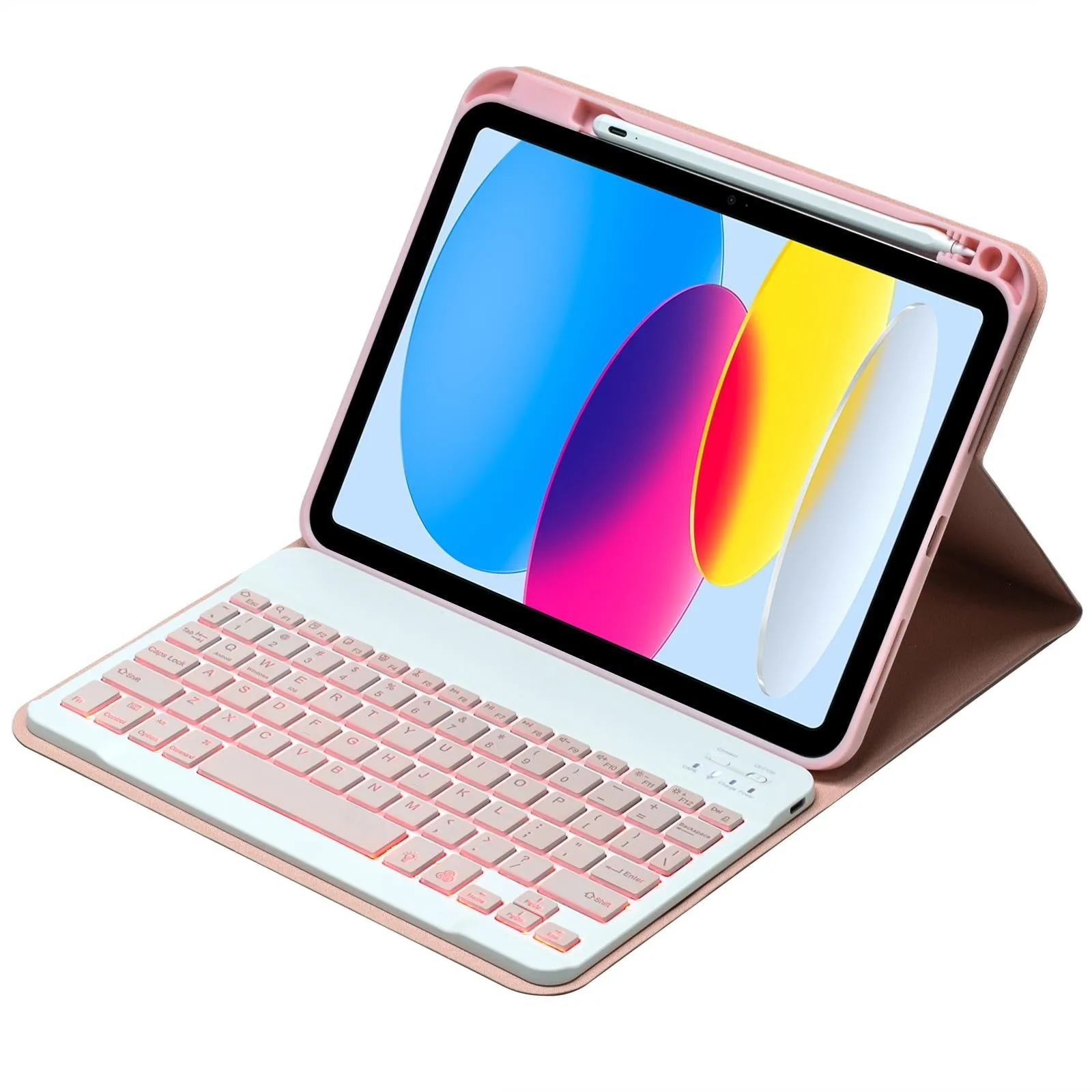 10.9 Ipad 10Th Gen 2022 Backlit Keyboard Case With Pen Slot - Bluetooth Leather