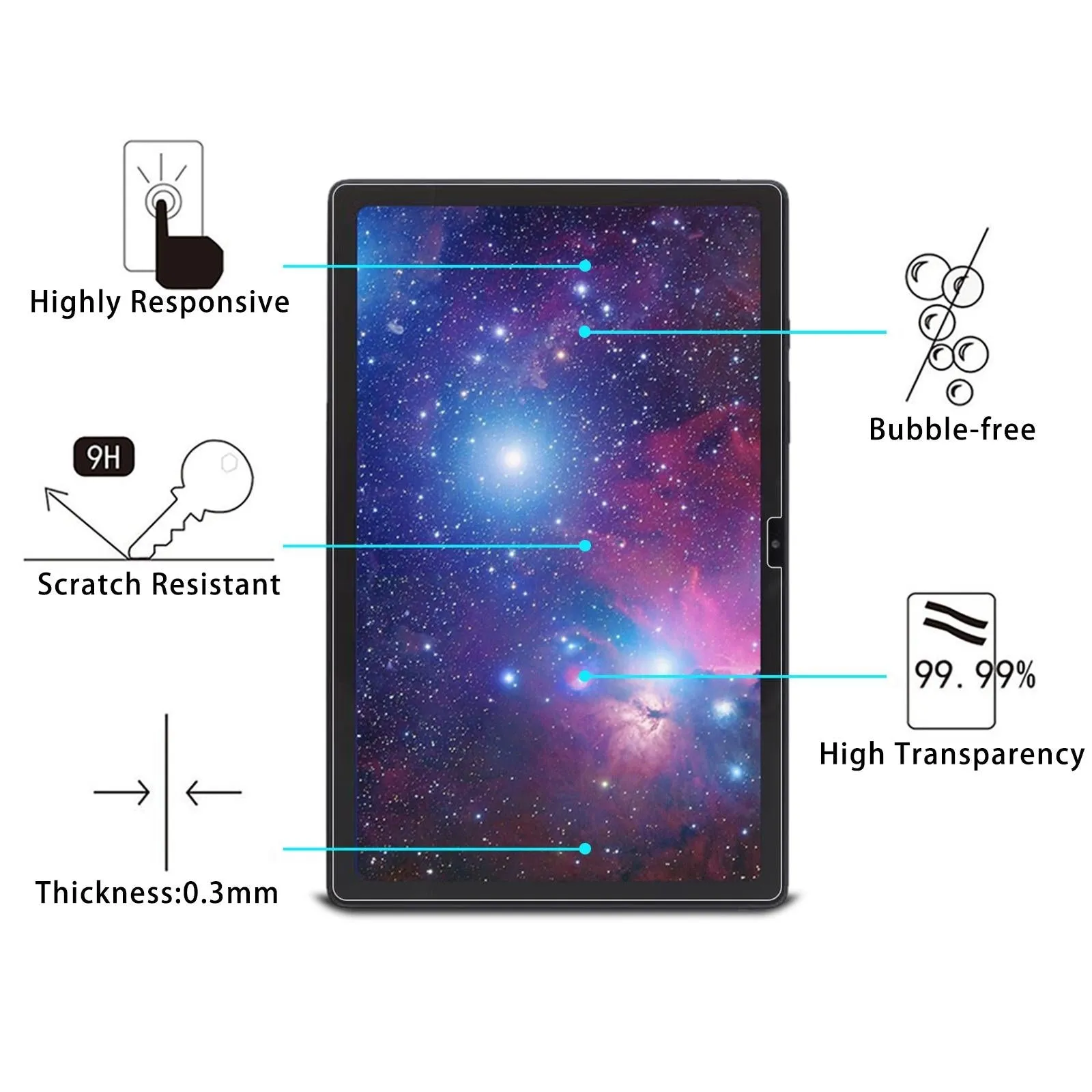 2-pack Tempered Glass Film for Samsung Galaxy Tab A8 10.5 / Chiwei Hipad x Pro / Blackview Tab 15 / Hotwav Tab R6 Pro