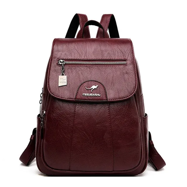 2020 Women Leather Backpacks High Quality Female Vintage Backpack For Girls School Bag Travel Bagpack Ladies Sac A Dos Back Pack