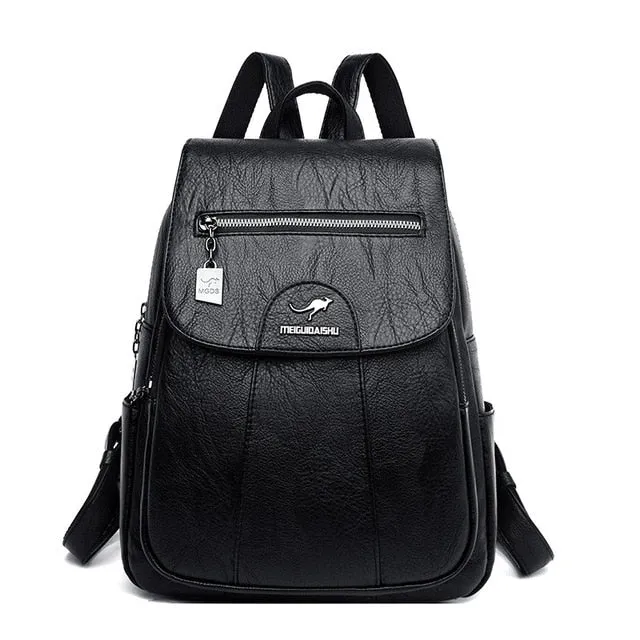 2020 Women Leather Backpacks High Quality Female Vintage Backpack For Girls School Bag Travel Bagpack Ladies Sac A Dos Back Pack