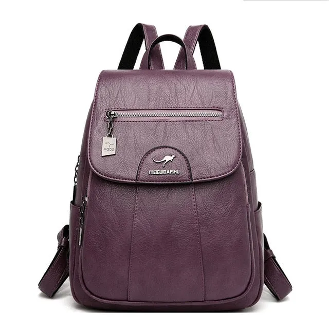 2020 Women Leather Backpacks High Quality Female Vintage Backpack For Girls School Bag Travel Bagpack Ladies Sac A Dos Back Pack