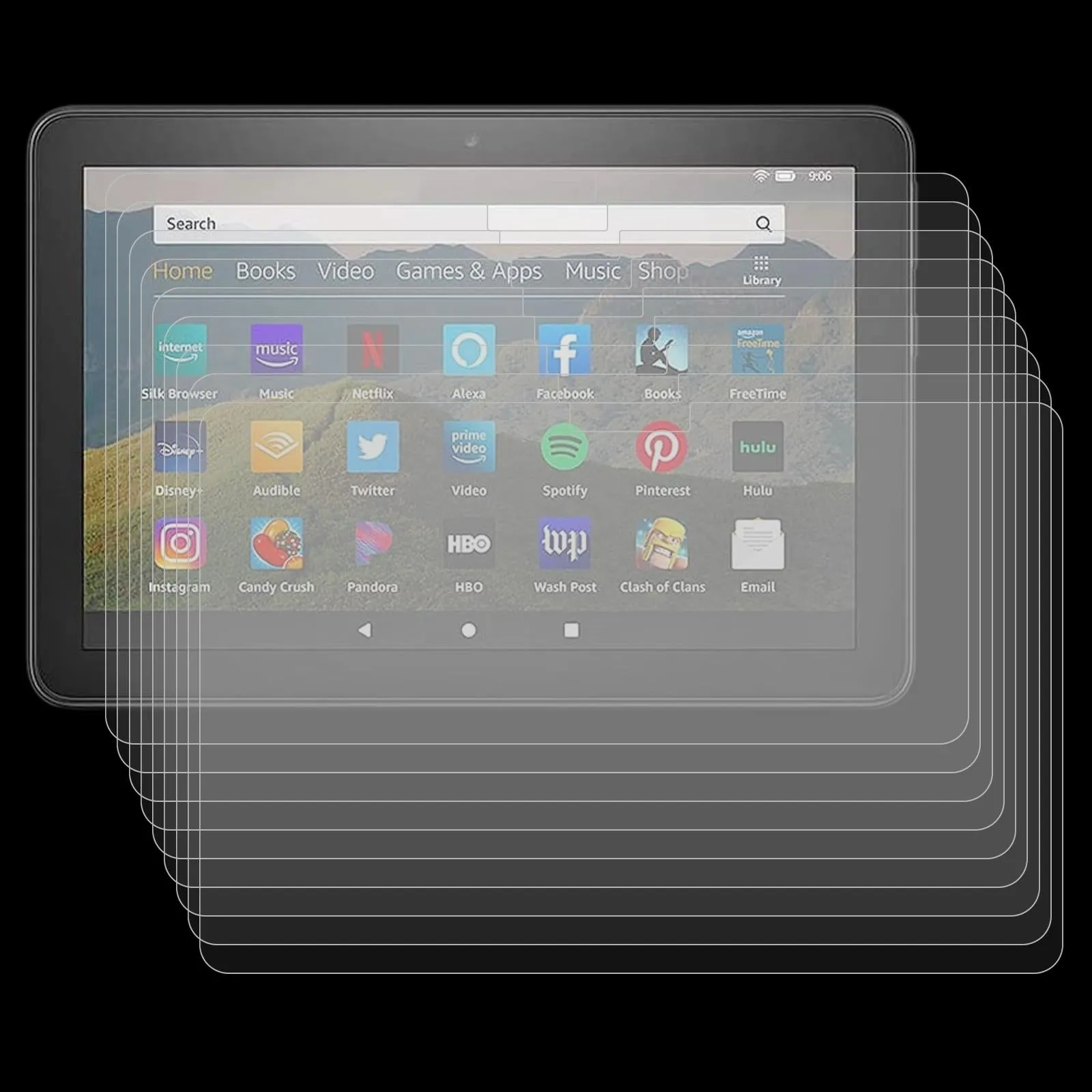 25-Pack Tempered Glass Film For Amazon Kindle Fire Hd 8 2020 / 2022