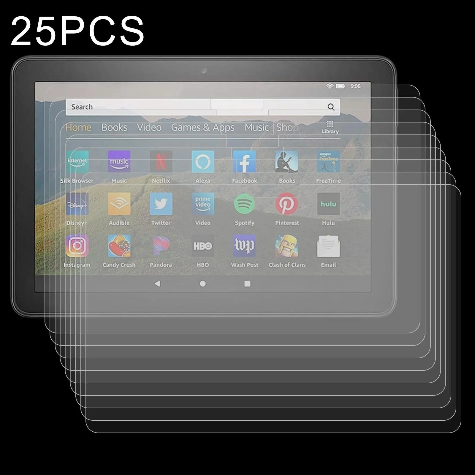 25-Pack Tempered Glass Film For Amazon Kindle Fire Hd 8 2020 / 2022
