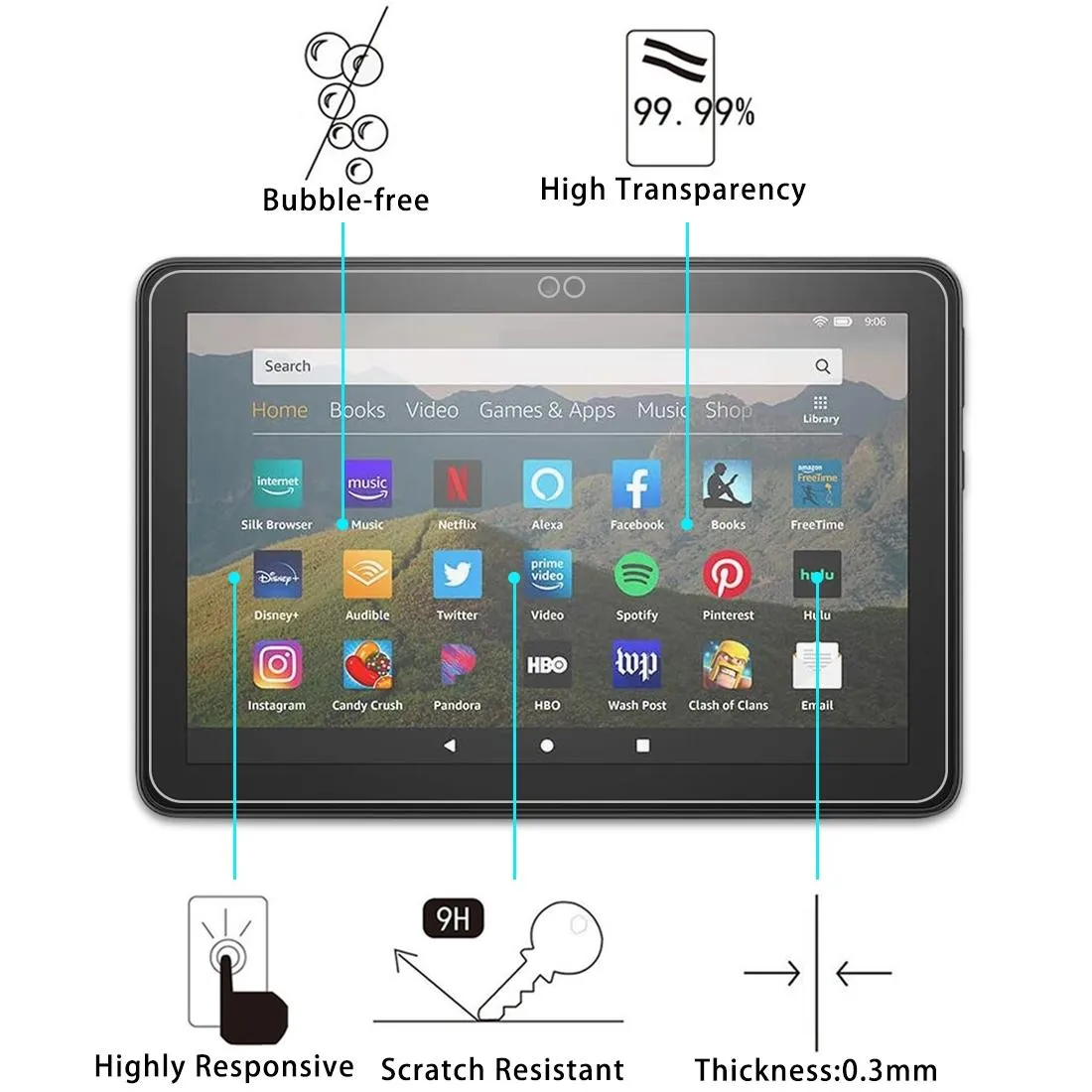 25-Pack Tempered Glass Film For Amazon Kindle Fire Hd 8 Plus 2020 - 9H 0.3Mm Explosion-Proof