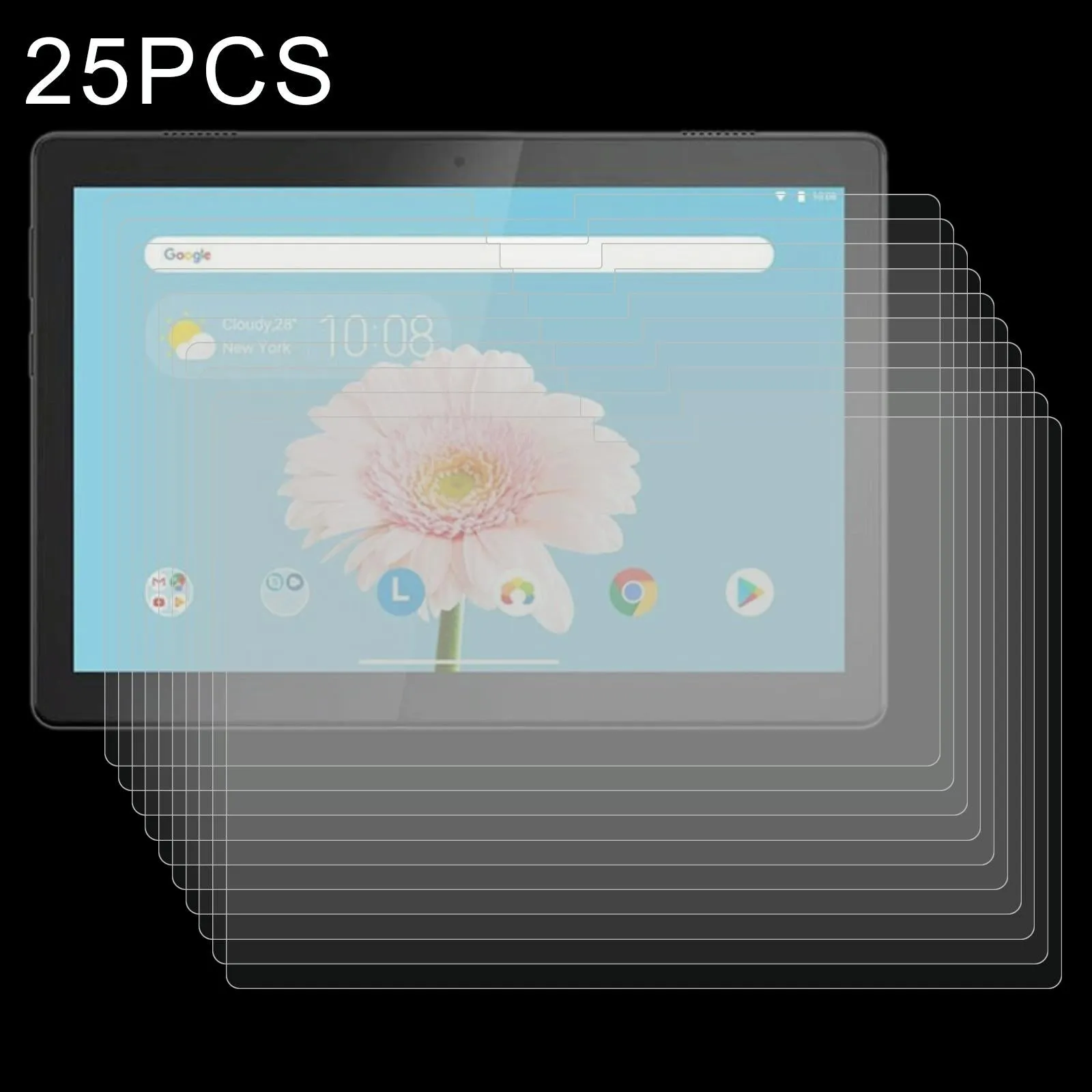 25-Pack Tempered Glass Film For Lenovo Tab M10 Fhd - 9H 2.5D Explosion-Proof