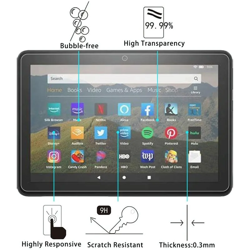25 Pcs Tempered Glass Film For Amazon Fire Hd 10 Plus 2021 - 9H Explosion-Proof