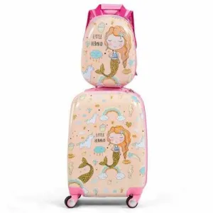 2PC Kids Luggage Set Rolling Suitcase & Backpack-Pink