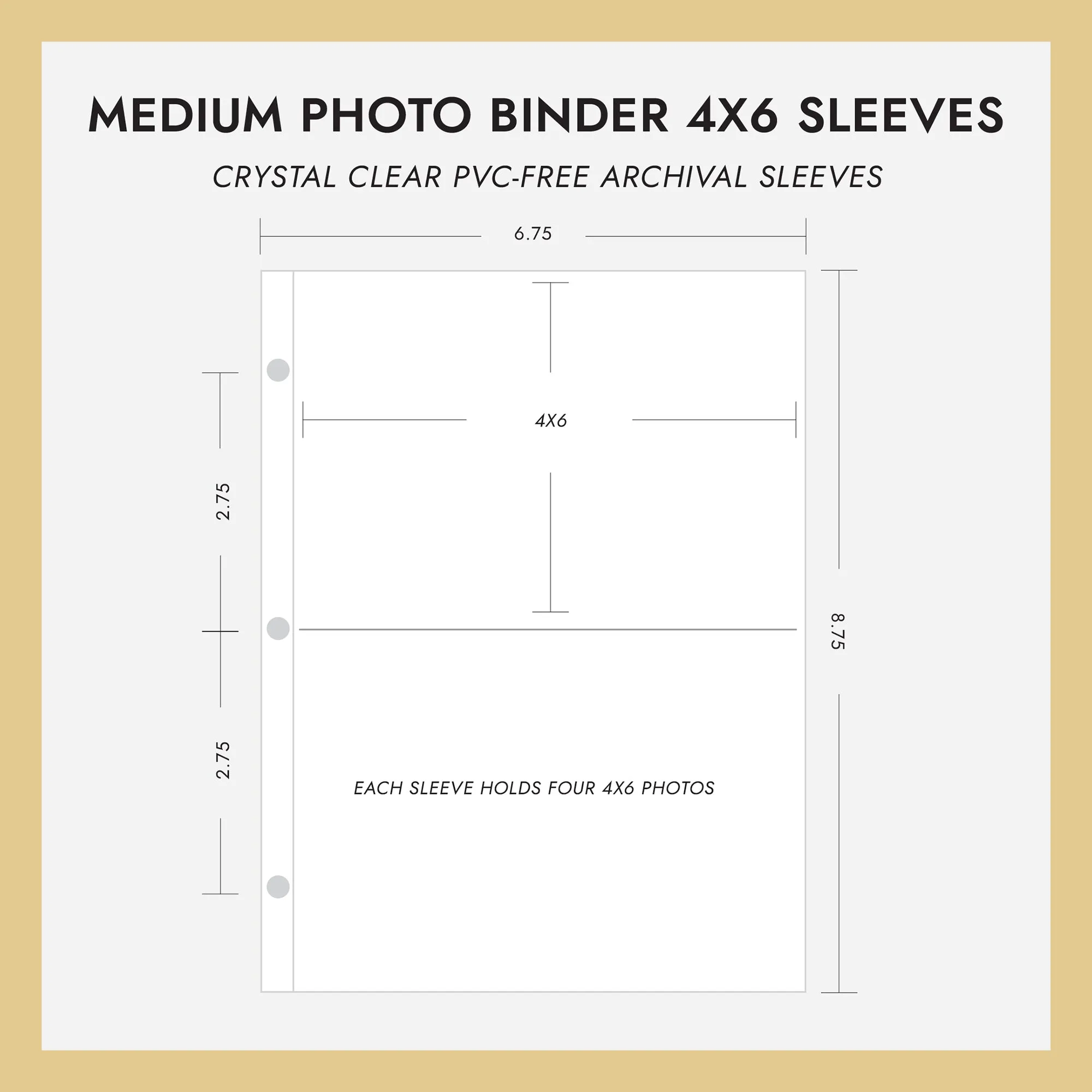 4x6 Medium Photo Binder Refill Sleeves (Standard 4x6 Photos) Set Of 10