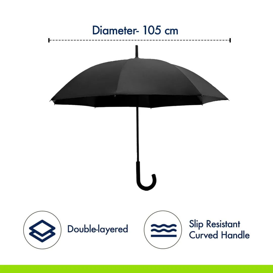 ABSORBIA Straight UmbrellaBlack and 5X Folding Umbrella Black(Pack of 2) For Rain & Sun Protection and also windproof | Double Layer Folding Portable Umbrella with Cover |Fancy and Easy to Travel