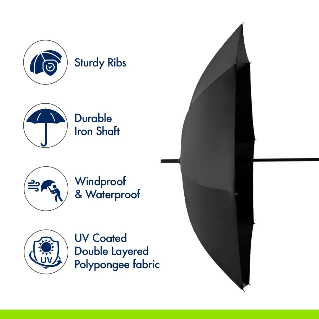 ABSORBIA Straight UmbrellaBlack and 5X Folding Umbrella Black(Pack of 2) For Rain & Sun Protection and also windproof | Double Layer Folding Portable Umbrella with Cover |Fancy and Easy to Travel