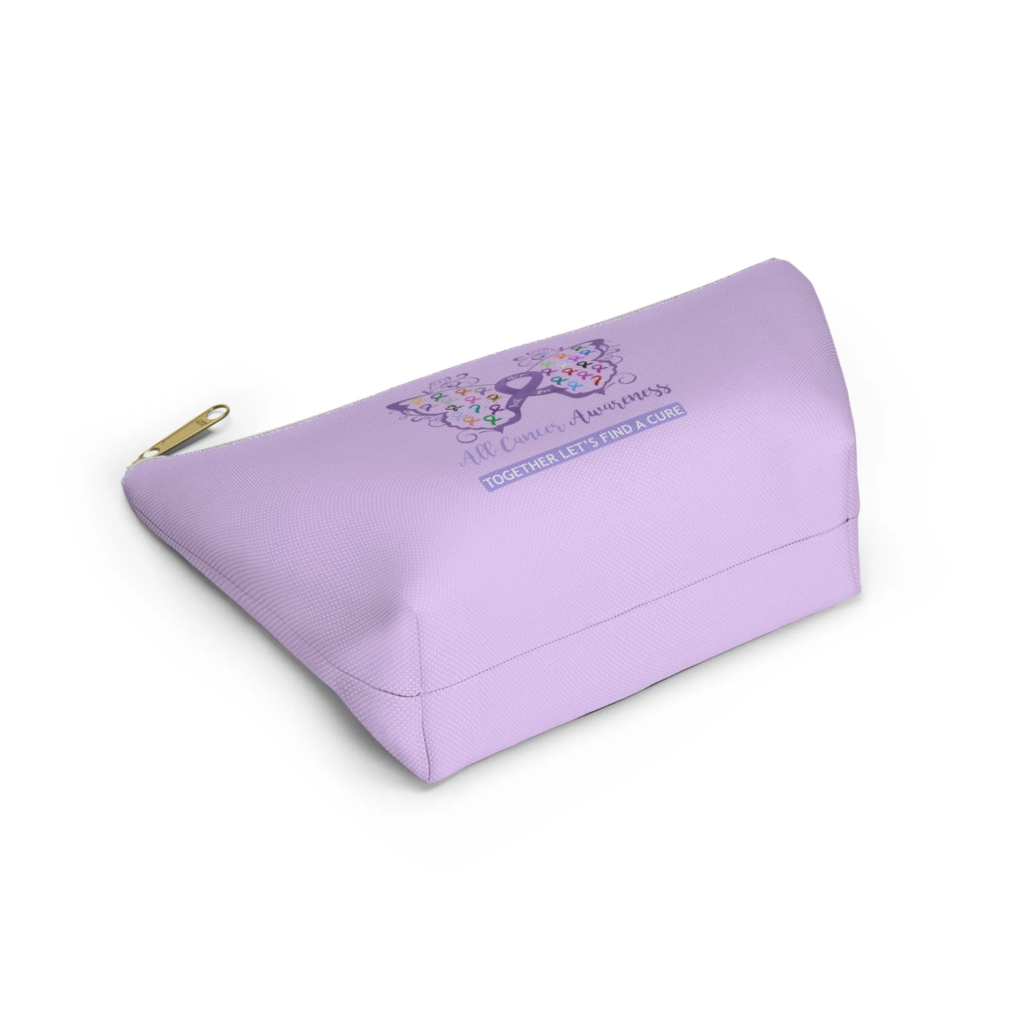 All Cancer Awareness Filigree Butterfly Small "Light Lavender" T-Bottom Accessory Pouch (Dual-Sided Design)