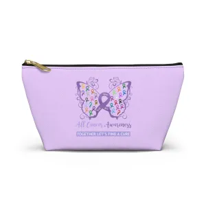 All Cancer Awareness Filigree Butterfly Small "Light Lavender" T-Bottom Accessory Pouch (Dual-Sided Design)