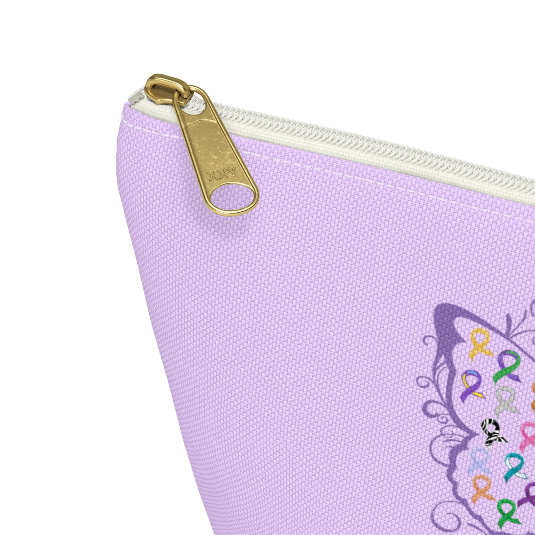 All Cancer Awareness Filigree Butterfly Small "Light Lavender" T-Bottom Accessory Pouch (Dual-Sided Design)