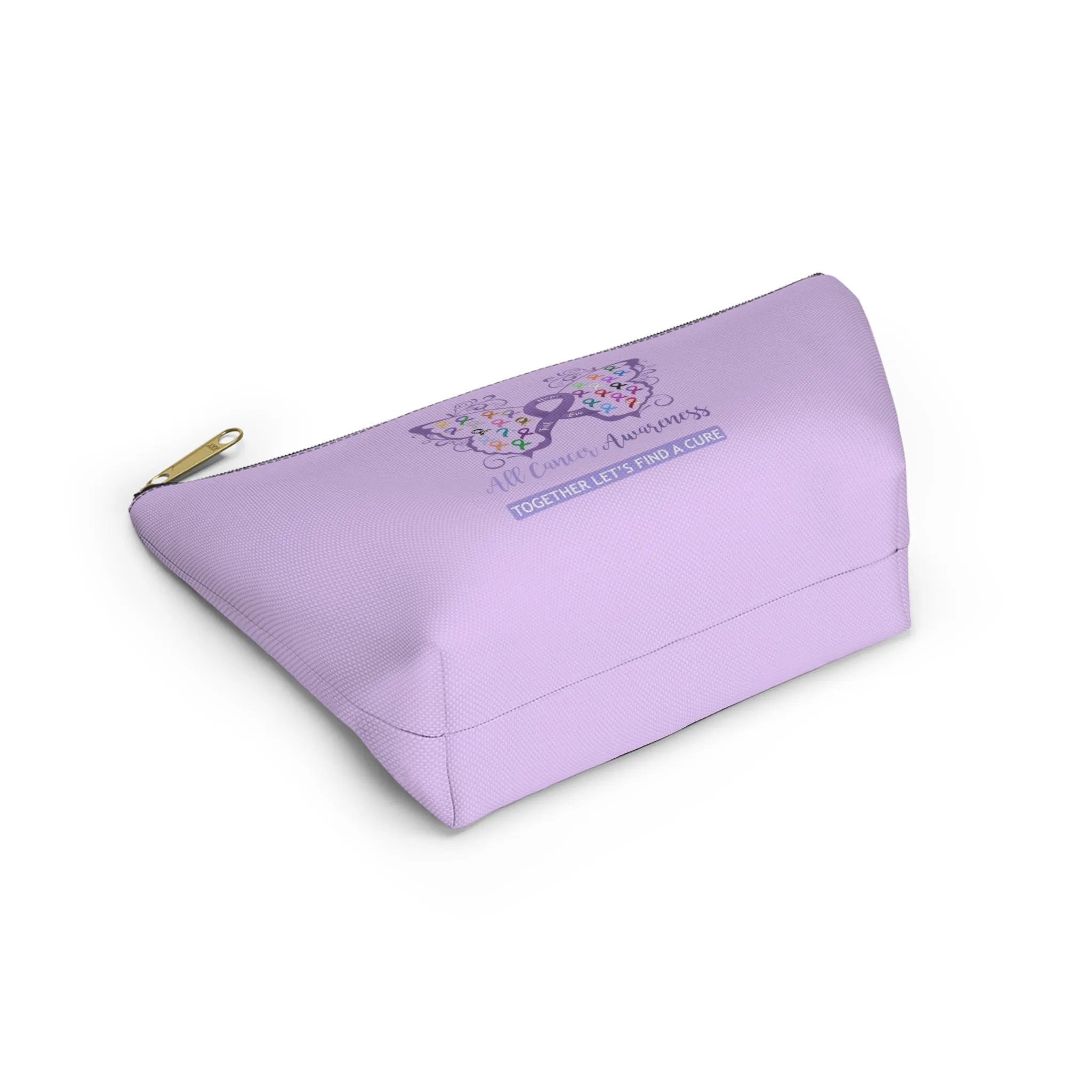 All Cancer Awareness Filigree Butterfly Small "Light Lavender" T-Bottom Accessory Pouch (Dual-Sided Design)