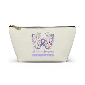All Cancer Awareness Filigree Butterfly Small "Natural" T-Bottom Accessory Pouch (Dual-Sided Design)