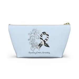 Ampullary Cancer Awareness Heart Small "Light Blue" T-Bottom Accessory Pouch (Dual-Sided Design)
