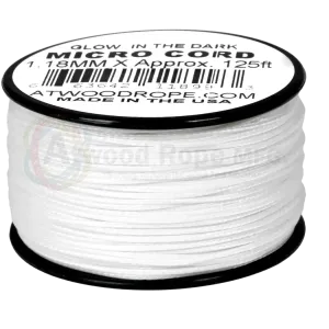 Atwood Rope Glow in the Dark - 35 LB Micro Cord - 1.18MM X 125 FT Spool