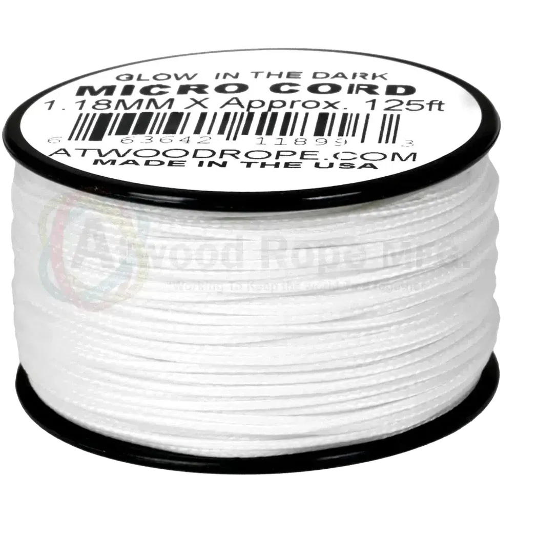 Atwood Rope Glow in the Dark - 35 LB Micro Cord - 1.18MM X 125 FT Spool