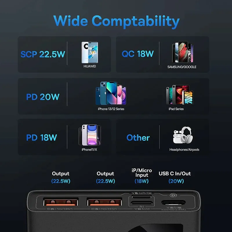 Baseus Power Bank 10000mAh with 22.5W PD Fast Charging Powerbank Portable Battery Charger For iPhone 16 15 14 13 Pro Max Xiaomi