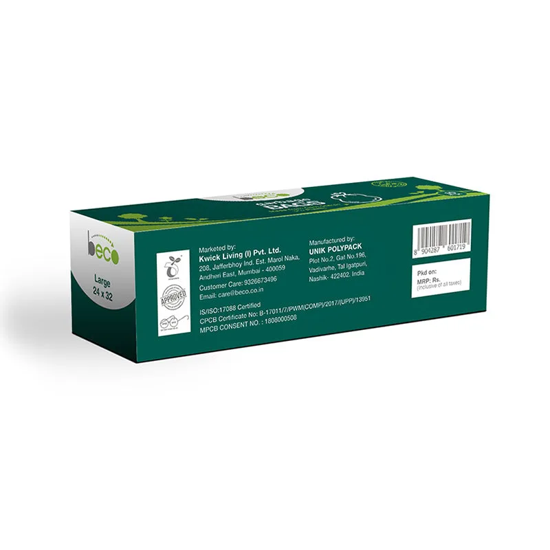 Beco Compostable Large 24 X 32 Inches Garbage Bags/Trash Bags/Dustbin Bags 10 Pieces - Pack of 3