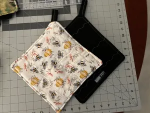 Beehives and Bees Pot Holders/Trivets with Loop