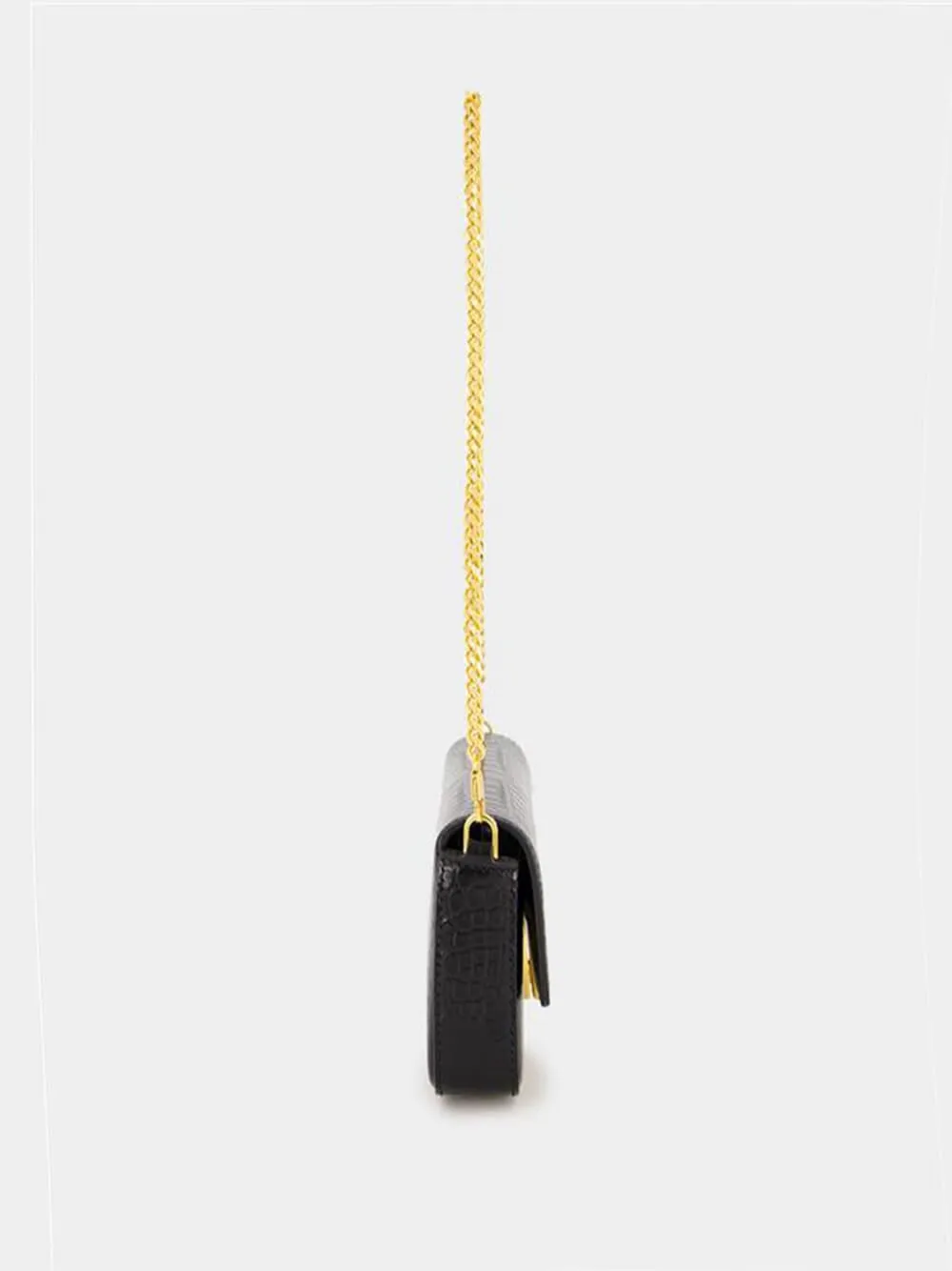 Black Croc-Embossed Mini Bag