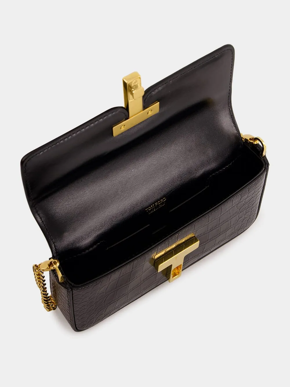 Black Croc-Embossed Mini Bag