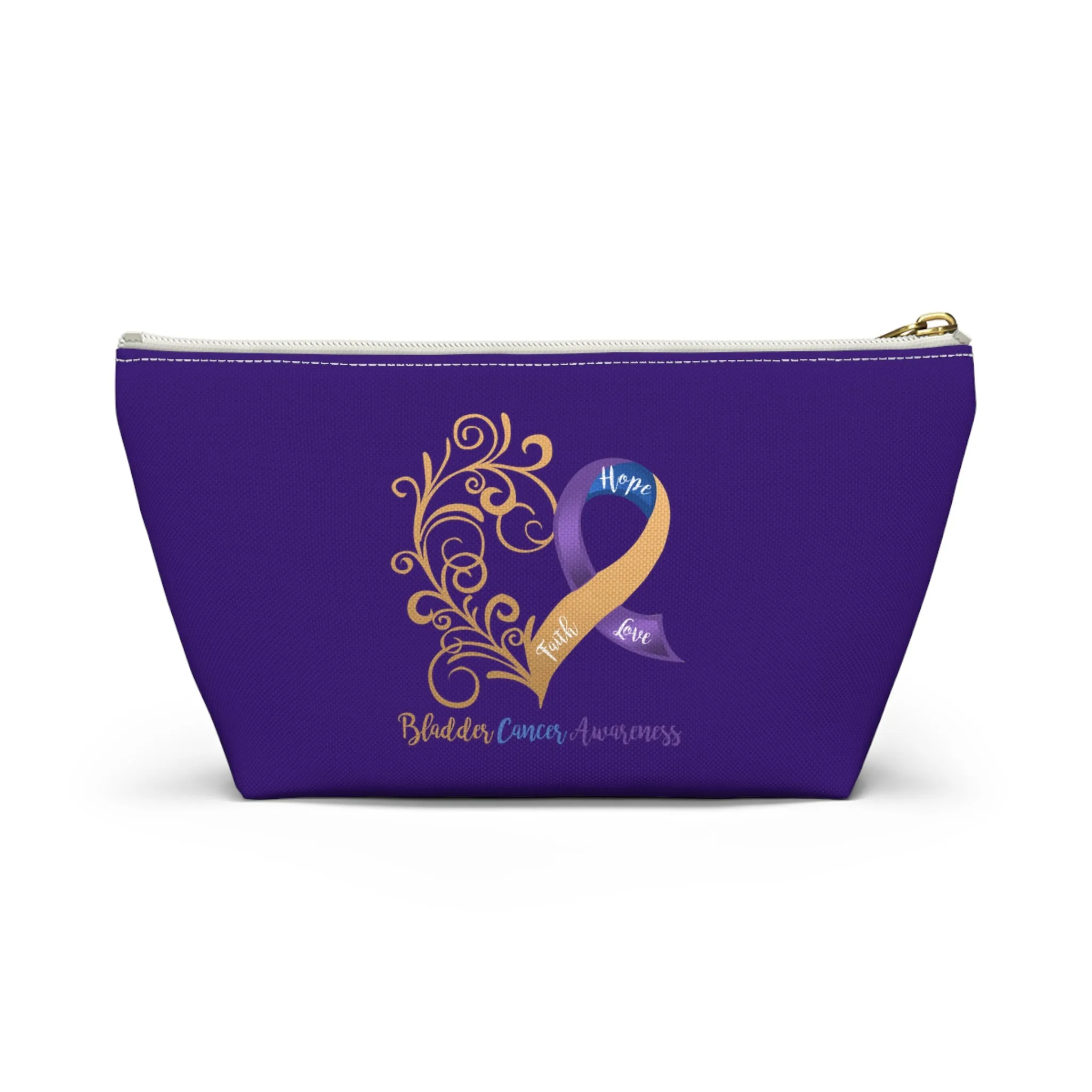 Bladder Cancer Awareness Heart "Purple" T-Bottom Accessory Pouch (Dual-Sided Design)