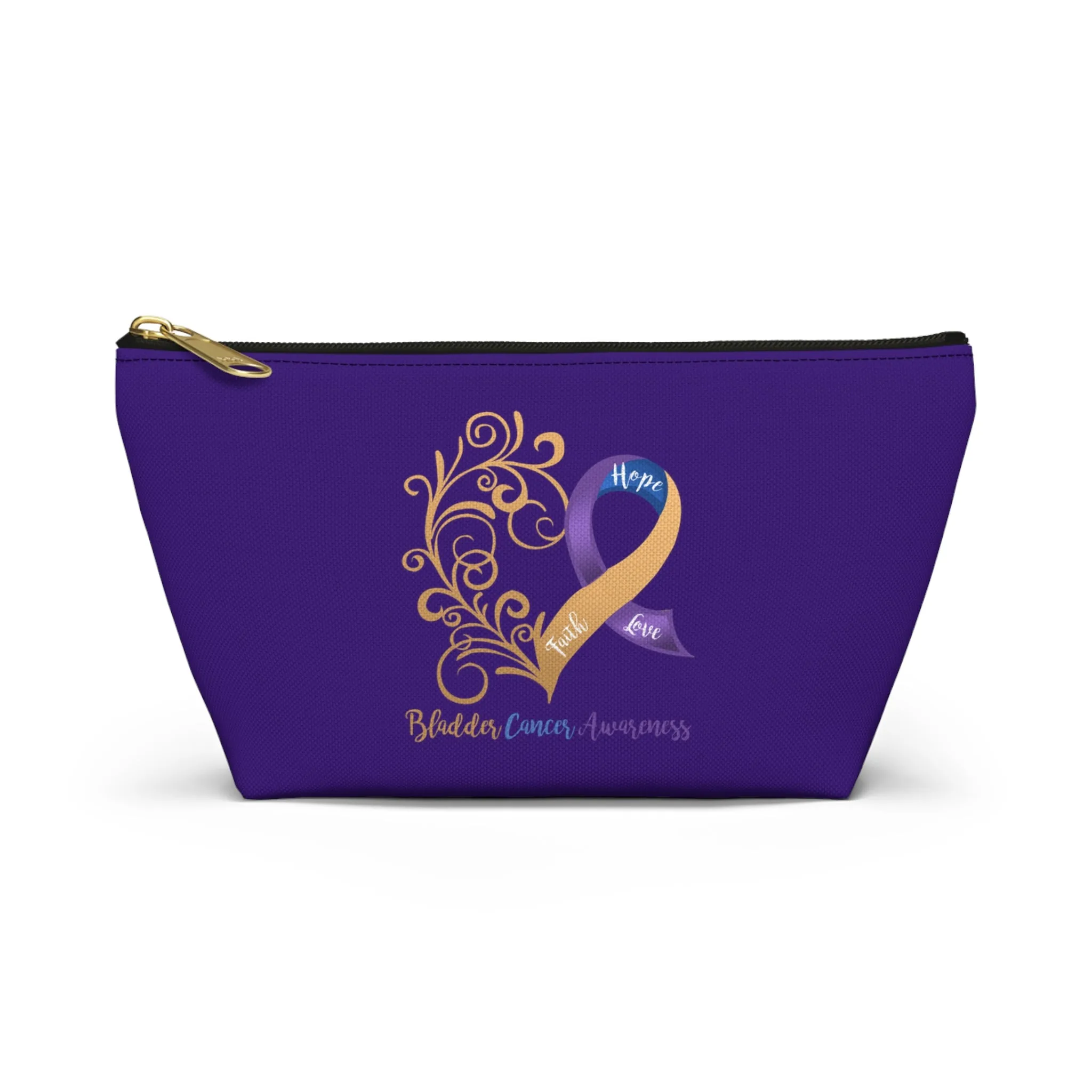 Bladder Cancer Awareness Heart "Purple" T-Bottom Accessory Pouch (Dual-Sided Design)