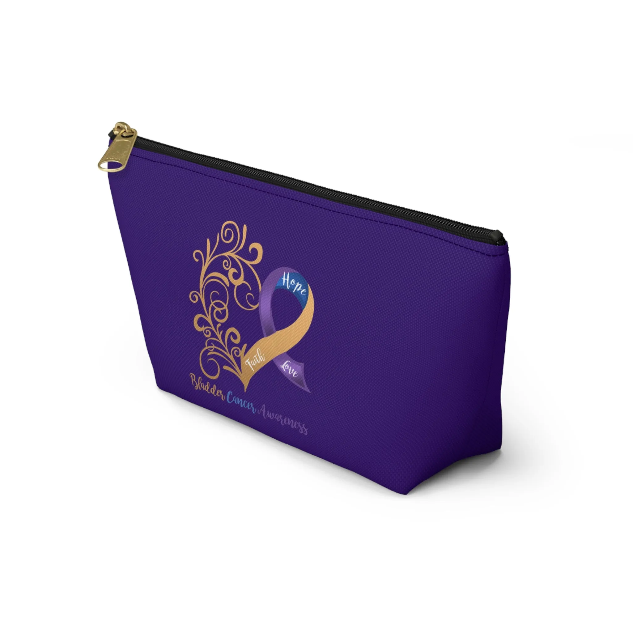 Bladder Cancer Awareness Heart "Purple" T-Bottom Accessory Pouch (Dual-Sided Design)