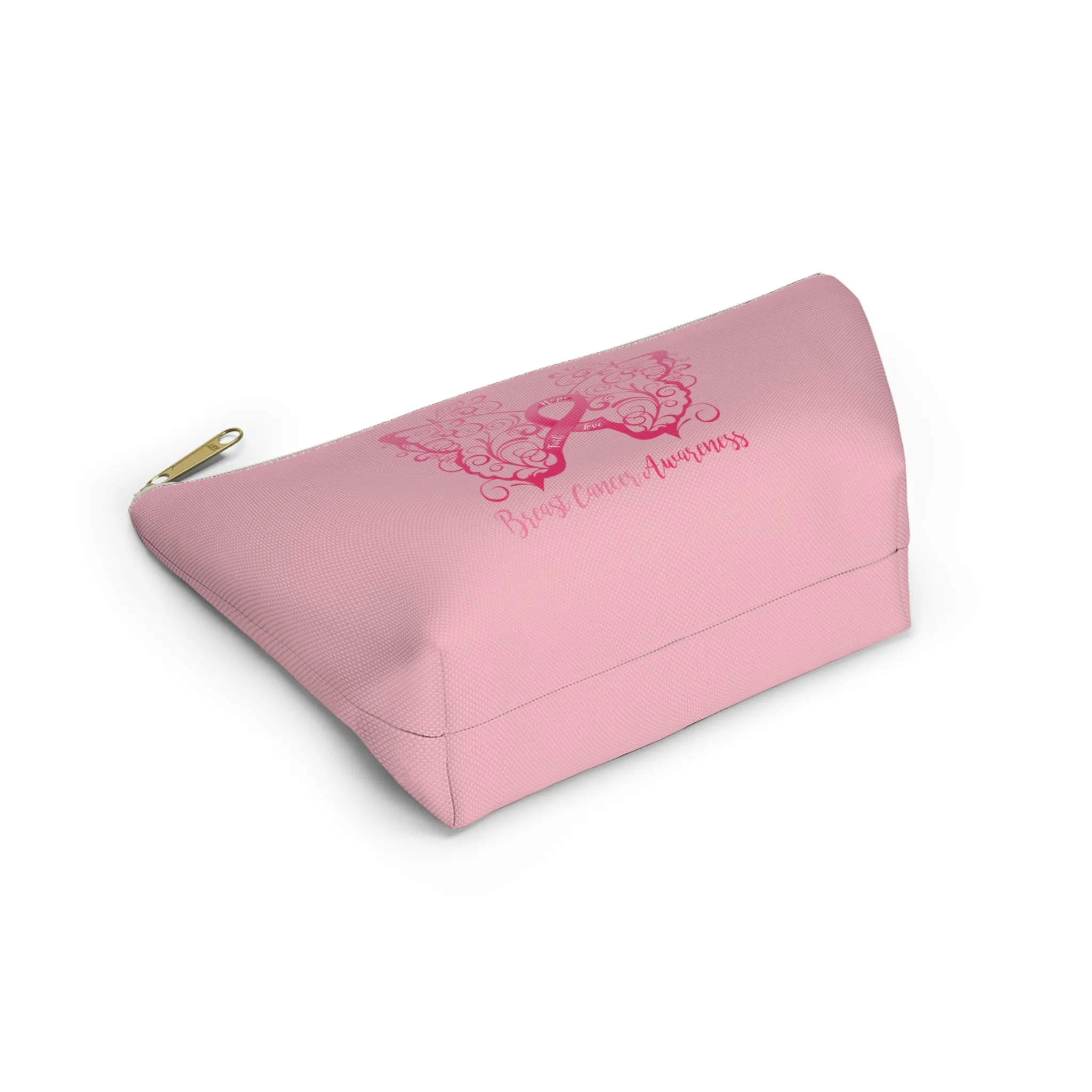 Breast Cancer Awareness Filigree Butterfly Small "Pink" T-Bottom Accessory Pouch (Dual-Sided Design)