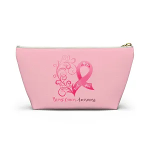 Breast Cancer Awareness Heart Small "Pink" T-Bottom Accessory Pouch (Dual-Sided Design)