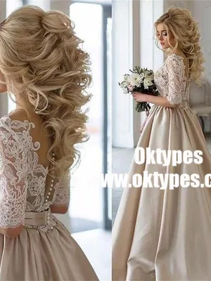 Charming New Arrival Half Sleeves Lace Top Soft Beautiful Simple Wedding Dress, TYP0839