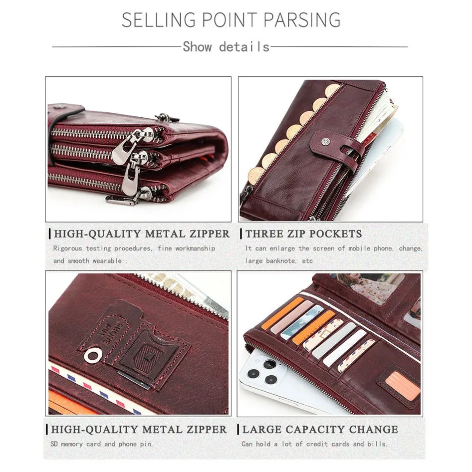 CrocLuxe Vintage RFID Long Credit Card Wallet