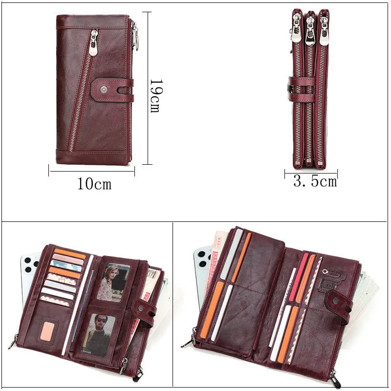 CrocLuxe Vintage RFID Long Credit Card Wallet