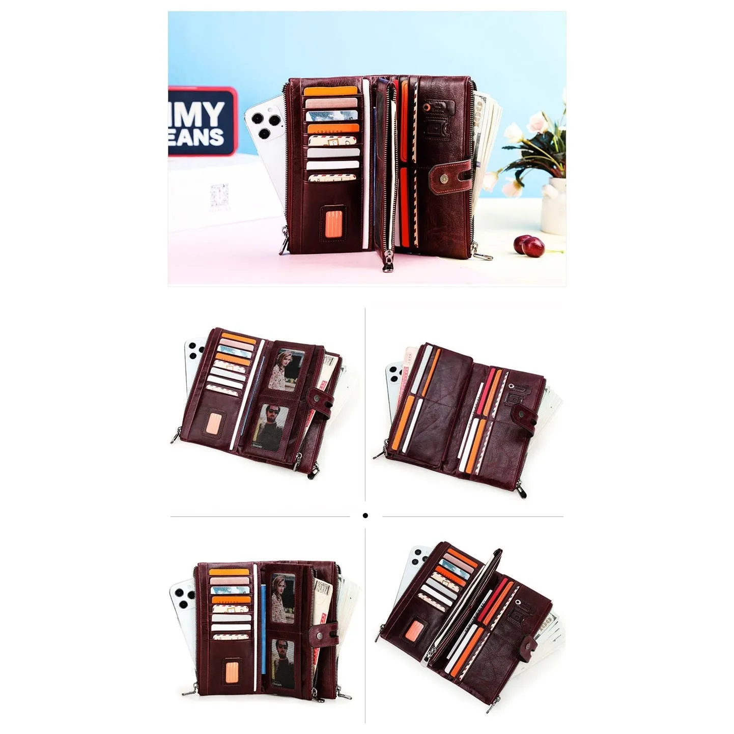 CrocLuxe Vintage RFID Long Credit Card Wallet