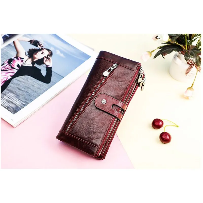 CrocLuxe Vintage RFID Long Credit Card Wallet