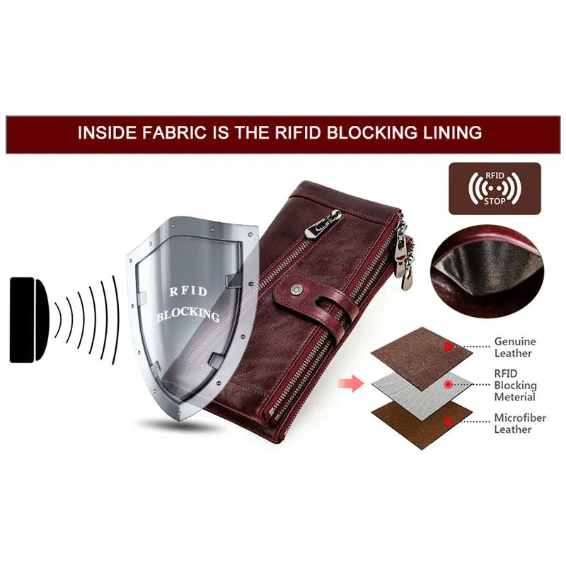 CrocLuxe Vintage RFID Long Credit Card Wallet