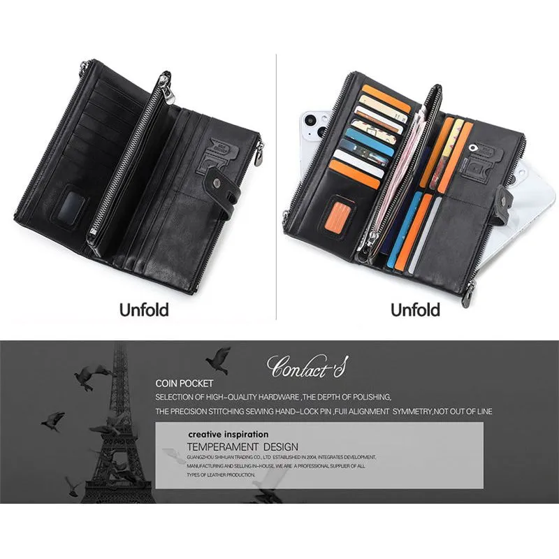 CrocLuxe Vintage RFID Long Credit Card Wallet