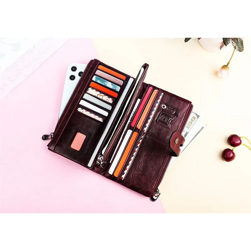CrocLuxe Vintage RFID Long Credit Card Wallet