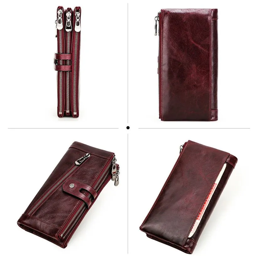 CrocLuxe Vintage RFID Long Credit Card Wallet