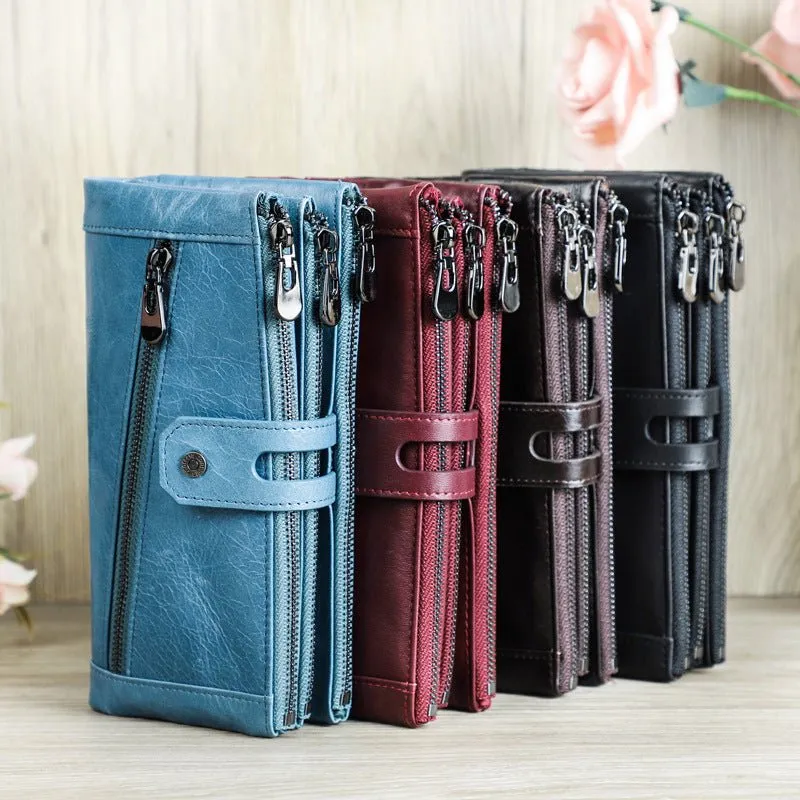 CrocLuxe Vintage RFID Long Credit Card Wallet