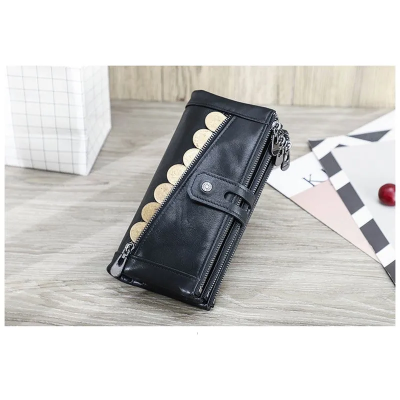 CrocLuxe Vintage RFID Long Credit Card Wallet