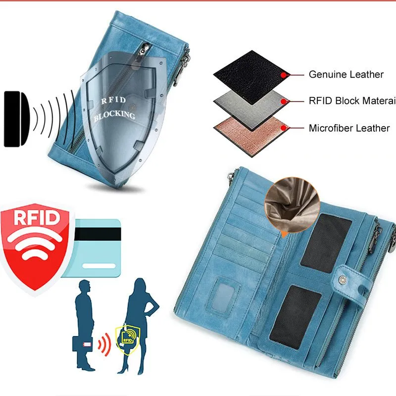 CrocLuxe Vintage RFID Long Credit Card Wallet