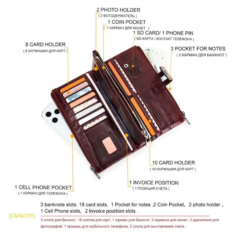 CrocLuxe Vintage RFID Long Credit Card Wallet